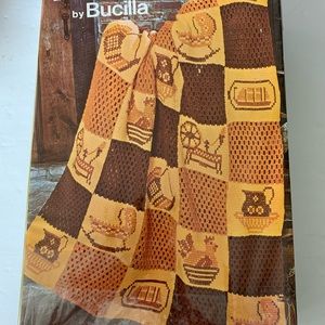 Bucilla Embroidered / Afghan Kit # 7830- 371 Harvest Golds Finished Size 46x64